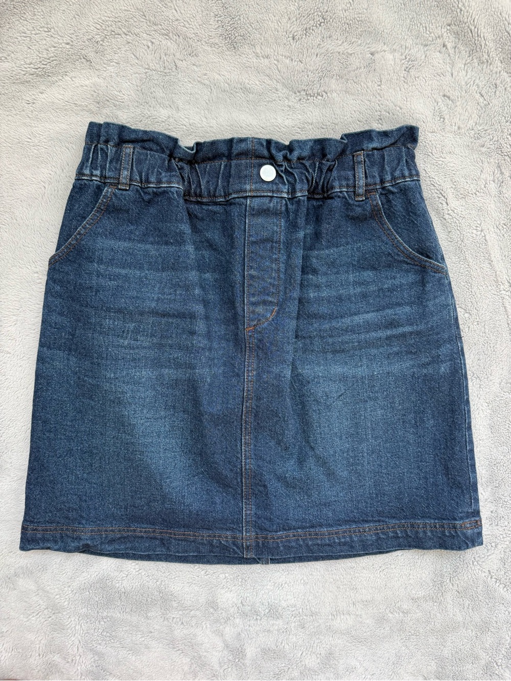 LOFT Dark Blue Paperbag Denim Mini Skirt